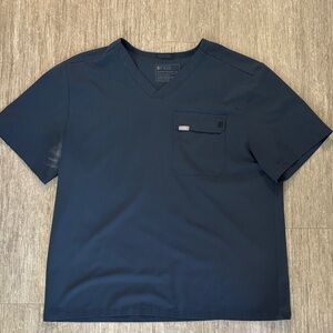 (Full Set) Figs Men's Blue V-Neck Tee & Joggers Set